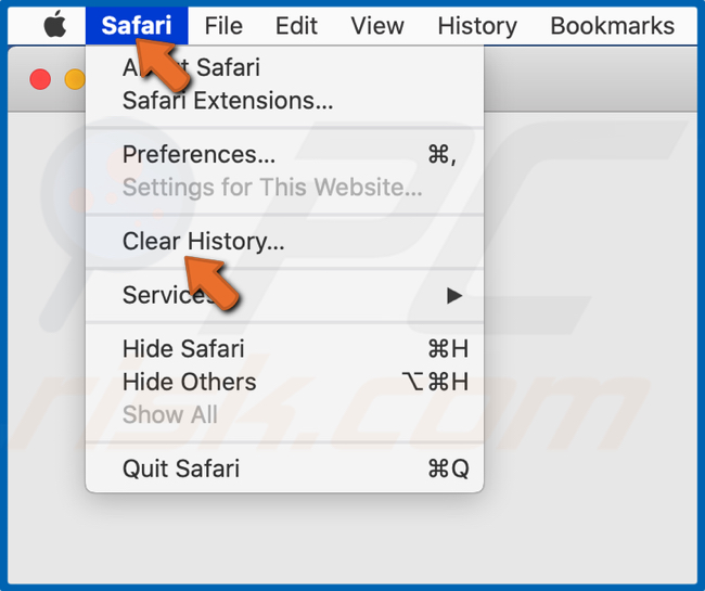 Open the Safari menu and click Clear History