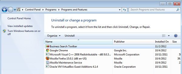business search toolbar uninstall