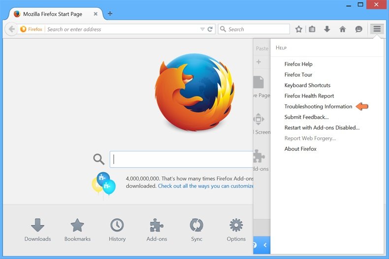 Resetting Mozilla Firefox settings to default - accessing