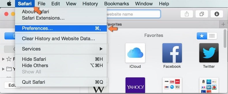 removing adware from safari step 1 - accessing preferences