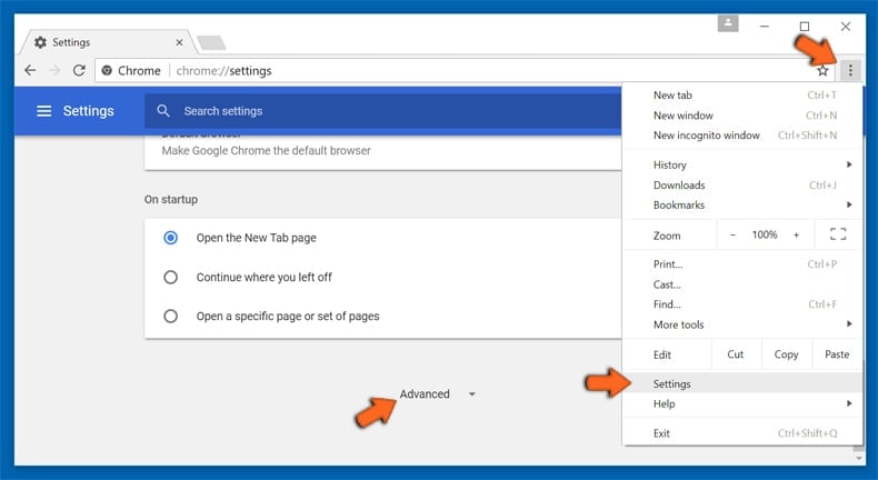  Paso de restablecimiento de la configuración de Google Chrome 1