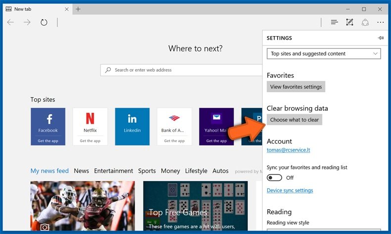 Đặt lại cài đặt Microsoft Edge Bước 2