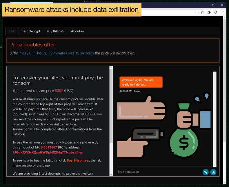 ransomware attacks include data exfiltration