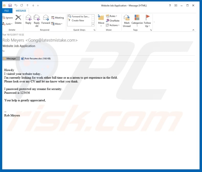 resume cv scam email sample