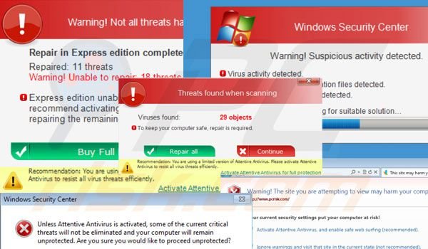 Attentive Antivirus generates fake security warning pop-ups