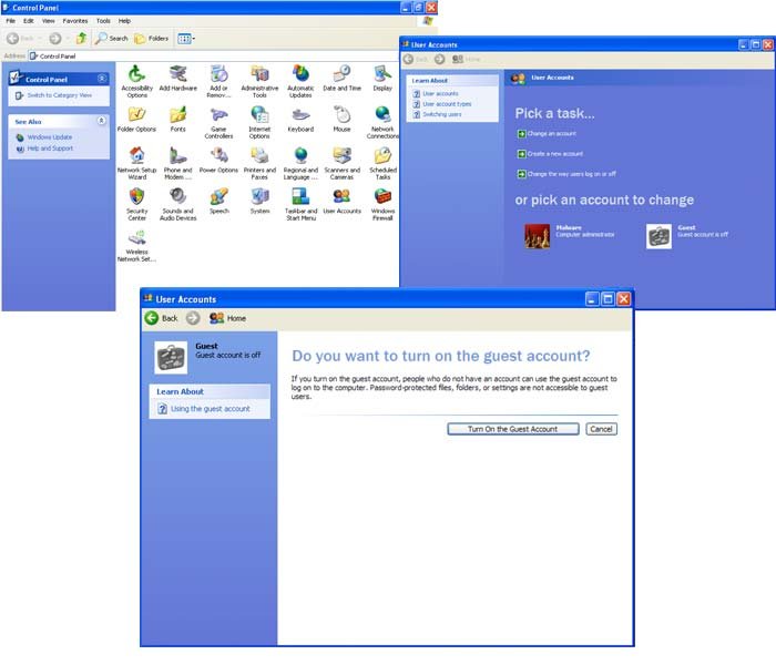 activate guest account Windows XP