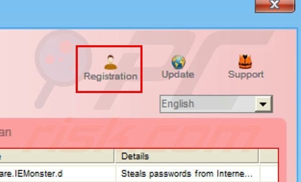 Antivirus Defence registration step 1