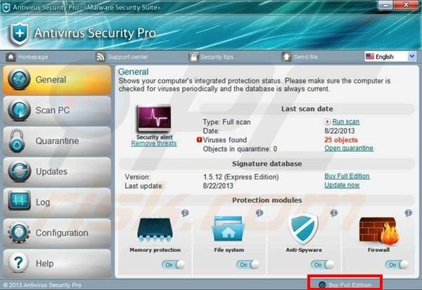 Antivirus Security Pro Eingabe des Aktivierungsschlüssels Schritt 1