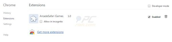 Arcade Safari removal from Google Chrome