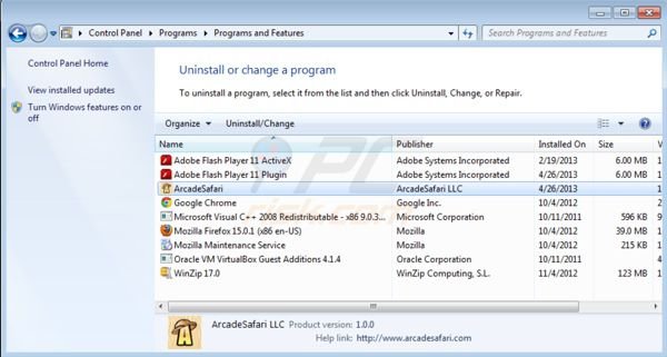 Arcade Safari uninstall