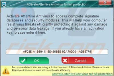 Activate Attentive Antivirus using a retrieved activation key