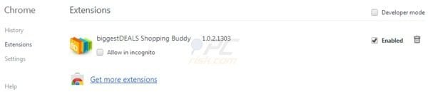 BiggestDeals removal from Google Chrome