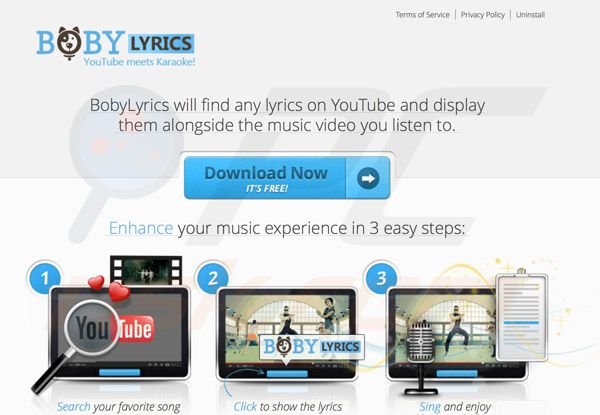 Boby Lyrics homepage screenshot