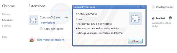 Continue to Save removal from Google Chrome