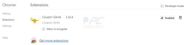 Coupon Genie removal from Google Chrome