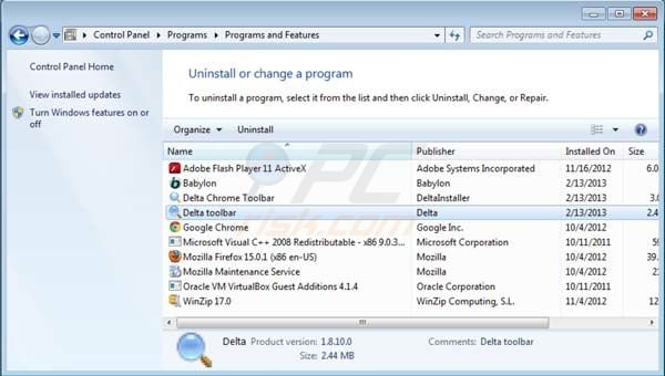 delta-search.com redirect (toolbar) uninstall