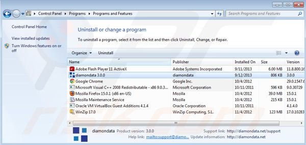 Diamondata uninstall