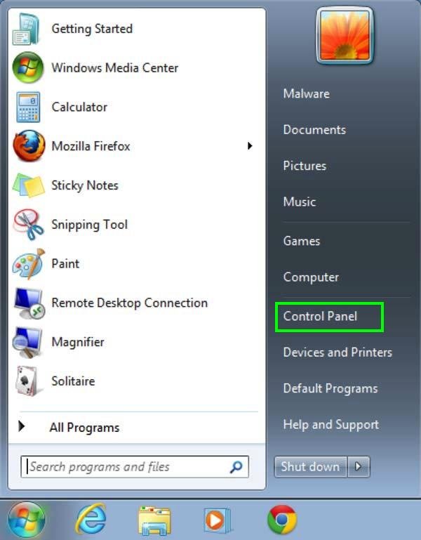 control panel