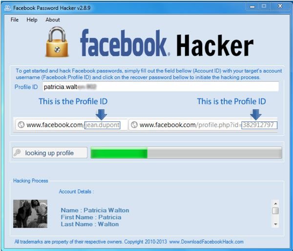 Fake Facebook hacker tool