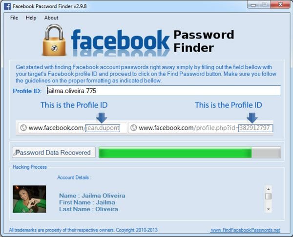 Fake Facebook password finder