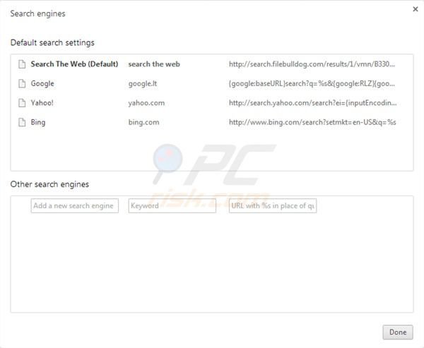 search.filebulldog.com default search engine in Google Chrome