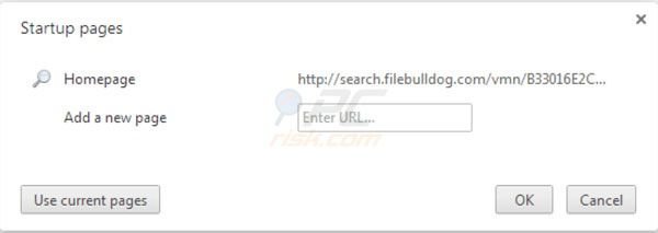 Search.filebulldog.com startup page in Google Chrome