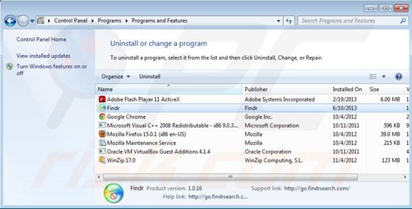 Findr Search Toolbar uninstall