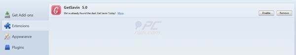 GetSavin removal from Mozilla FireFox