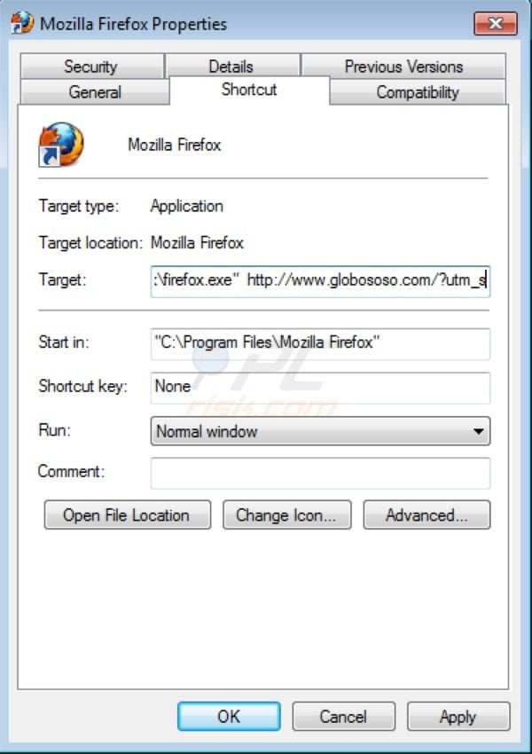 Globososo.com redirect virus removal from Mozilla FireFox