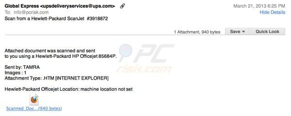 HP scanned document infected email
