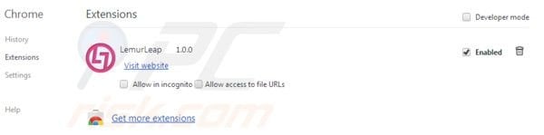 LemurLeap removal from Google Chrome