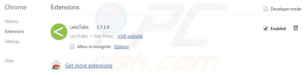 LessTabs removal from Google Chrome