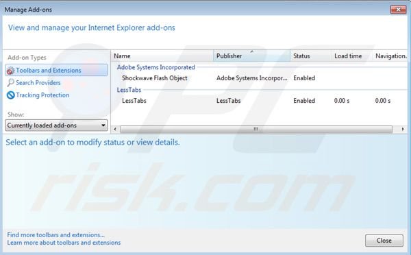 LessTabs removal from Internet Explorer