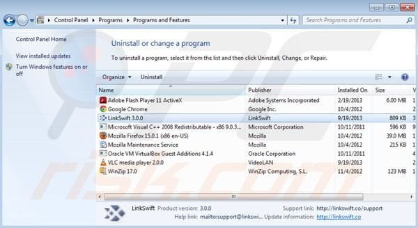 Linkswift uninstall