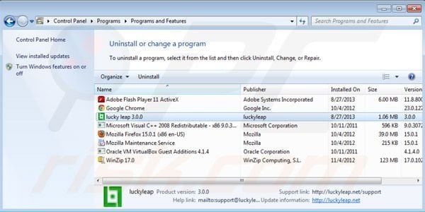 Lucky Leap uninstall from Control Panel