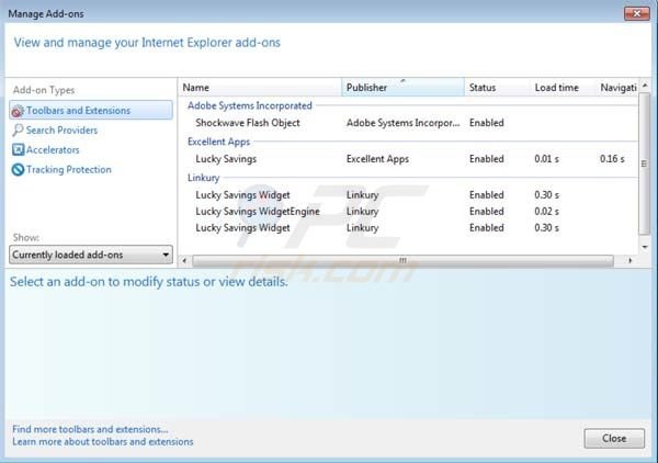 Lucky Savings removal from Internet Explorer