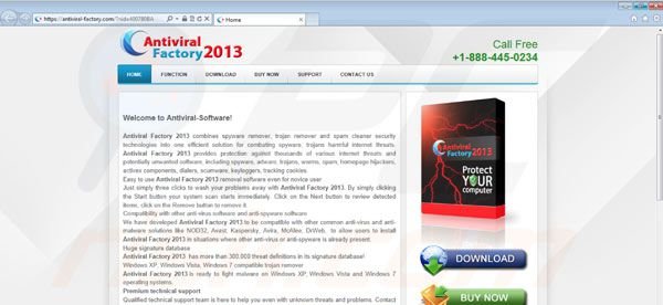 Malicious website created to distribute Antiviral Factory 2013
