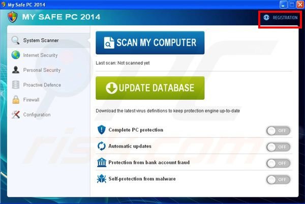 My Safe PC 2014 registration step 1