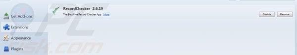 Record Checker removal from Mozilla Firefox