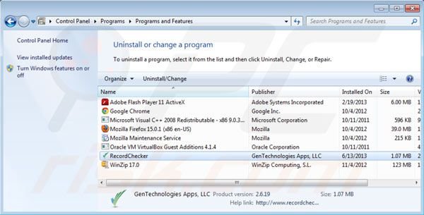 Record Checker uninstall
