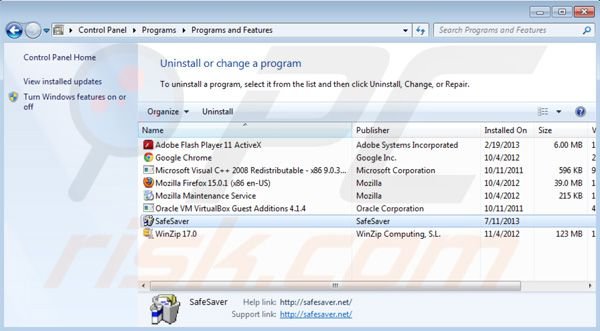 Safe Saver uninstall