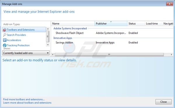 Savings Addon removal from Internet Explorer