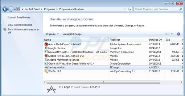 Savings Addon uninstall