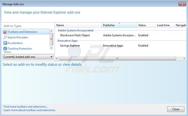 Savings Explorer removal from Internet Explorer