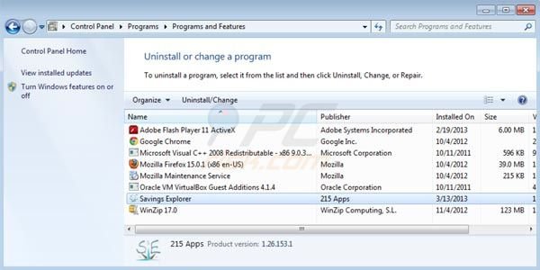 Savings Explorer uninstall