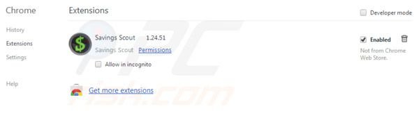 Savings Scout removal from Google Chrome