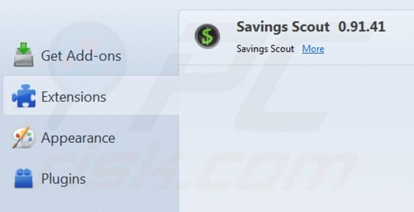 Savings Scout removal from Mozilla FireFox