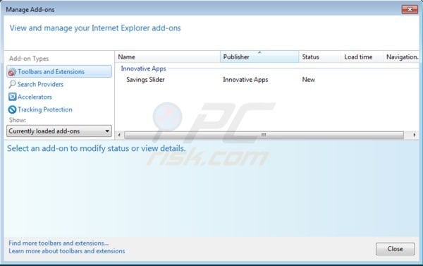 Savings Slider removal from Internet Explorer