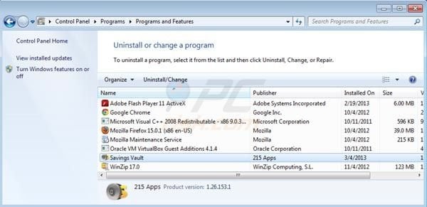 Savings Vault uninstall