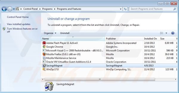 Savings Magnet uninstall